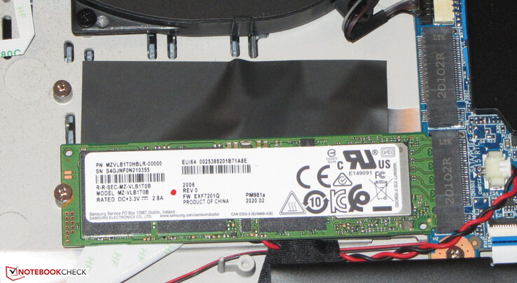 De laptop biedt plaats aan twee NVMe SSD's.
