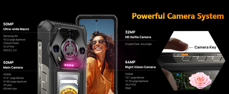 De Armor 30 Pro heeft twee schermen, vier camera's en één luidspreker (Afbeelding bron: Ulefone)