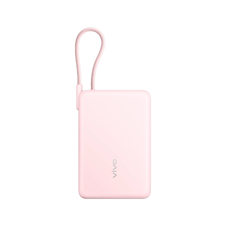 De vivo 33W Power Bank met ingebouwde kabel 10000mAh (roze). (Afbeeldingsbron: vivo)