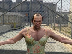 Trevor uit GTA 5 als Lucia uit GTA 6 in de nagemaakte Trailer 2. (Foto bron: Gu1maz op YouTube)
