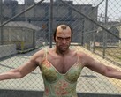 Trevor uit GTA 5 als Lucia uit GTA 6 in de nagemaakte Trailer 2. (Foto bron: Gu1maz op YouTube)