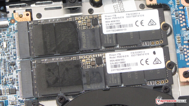 De X20 heeft twee PCIe-4 SSD's aan boord.