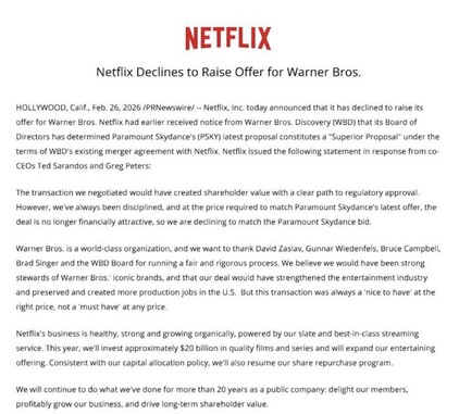 Officiële verklaring Netflix