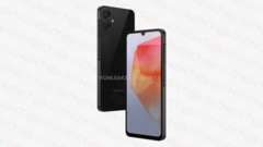 De renders tonen de Samsung Galaxy A06 met een gladde, glanzende achterkant. (Bron: @OnLeaks x GizNext)
