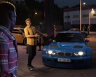 Screenshot van onthullingstrailer van Clutch met aangepaste BMW raceauto.