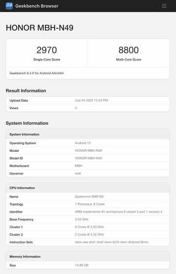 (Afbeeldingsbron: Geekbench)