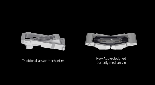 Het enige kenmerk van het vlindermechanisme was dat het dunner was dan andere mechanismen (Bron: Apple, via Wikimedia)