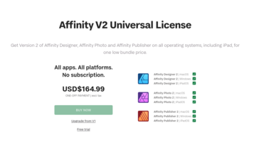 De universele prijzen van Affinity voordat de site werd ingetrokken. (Afbeeldingsbron: Affinity)