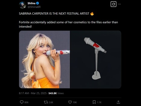 Fortnite Sabrina Carpenter microfoon lek (bron: screenshot, ShiinaBR X account)