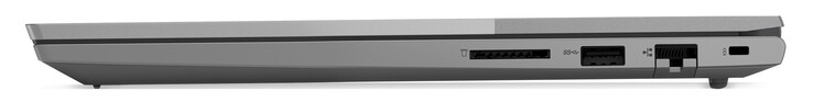 Rechterzijde: SD-kaartlezer, 1x USB-A 3.0 Gen1, GigabitLAN, Kensington Lock
