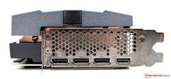 De externe aansluitingen van de MSI GeForce RTX 3090 Suprim X