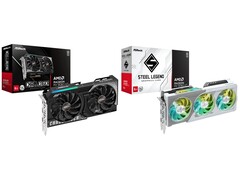 ASRock Radeon RX 9060 XT Challenger (links) en Steel Legend (rechts) GPU's. (Afbeeldingsbron: ASRock)