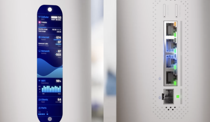 De router heeft een display en talrijke poorten (Afbeeldingsbron: Ubiquiti Networks)