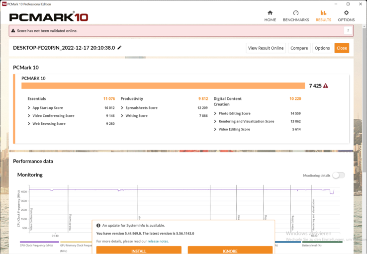 PCMark 10 @100 W CPU + GPU overklokken