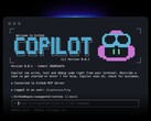 De CLI-interface van GitHub Copilot draait in een terminalvenster.