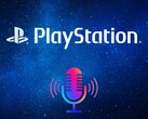 Banner met PlayStation-logo en podcast-symbool