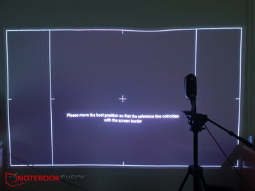 Controledisplay bij ruwe plaatsing van de projector