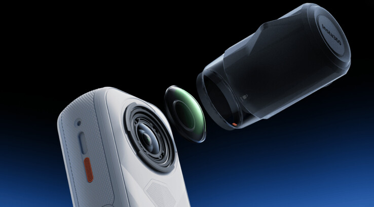De Insta360 X5 Satin White Limited Edition ondersteunt vervangbare lenzen, in tegenstelling tot de DJI Osmo 360. (Afbeeldingsbron: Insta360)