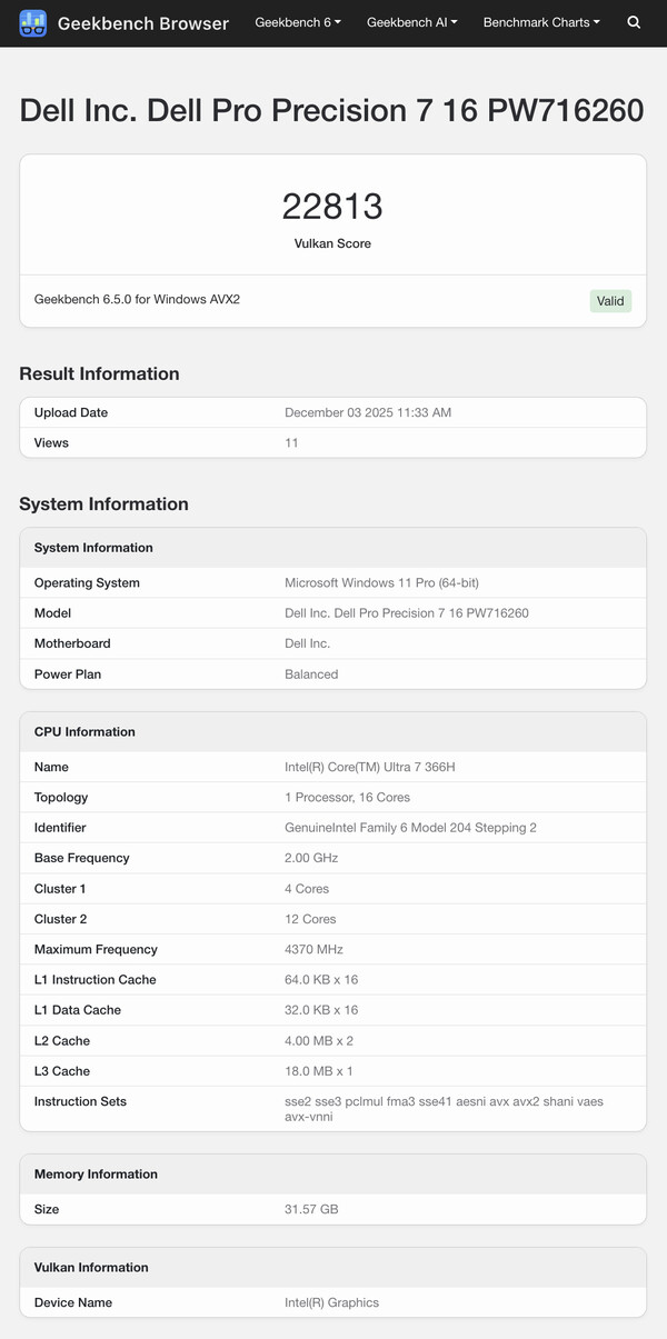 (Afbeeldingsbron: Geekbench)