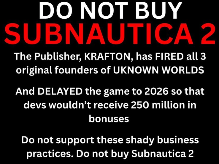 Fans op Subnautica subreddit vragen om een boycot. (Afbeeldingsbron: Specialist-Target461 op Reddit)
