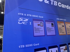 Duidelijke borden bij de stand van de SD Association: SanDisk SDUC kaarten komen er binnenkort aan.