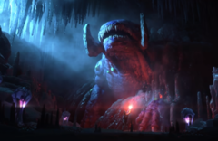 Subnautica Below Zero Steam screenshot toont een bevroren leviathan in een grot