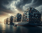 747.000 ton e-waste werd in Duitsland gerecycled voor de winning van waardevolle grondstoffen. Dit komt overeen met de enorme vrachtcapaciteit van zeven van 's werelds grootste containerschepen. (Afbeelding: Google Gemini AI)