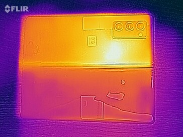 Een warmtekaart van de buitenkant van de Galaxy Z Fold2