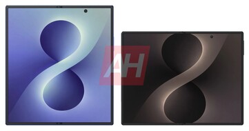 De brede Galaxy Z Fold 8 naast de vermeende Galaxy Z Fold 8 Ultra.