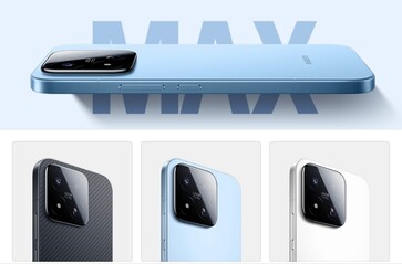 Uitgelekte renders tonen de Xiaomi 17 Max in koolstofvezel, lichtblauw en wit.