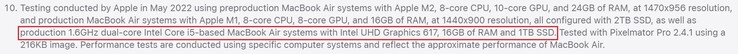 SKU aanwijzingen in de kleine lettertjes "Intel UHD Graphics 617". (Afbeelding bron: Apple)