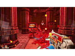 Een gameplay screenshot van Warhammer 40,000: Boltgun - Words of Vengeance die de op typen gebaseerde gameplay laat zien. (Afbeelding Bron: Steam)
