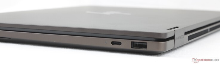 Rechts: USB-C 3.2 Gen. 2 (40 Gbps) met DisplayPort 2.1 + Power Delivery 3.1, USB-A (10 Gbps)