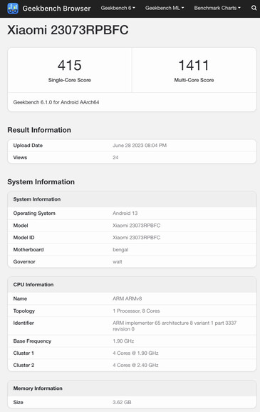 (Afbeeldingsbron: Geekbench)