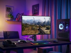 Alienware AW2726DM 27-inch OLED gaming-monitor getoond op desktop