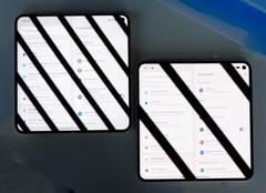 De Google Pixel 10 Pro Fold (rechts) flikkert veel minder dan zijn voorganger. (Afbeeldingsbron: Android Central, YouTube)