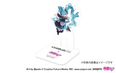 Een speciaal geïllustreerde standaard houdt de Sony Hatsune Miku Linkbuds Fit oordopjes vast. (Afbeeldingsbron: Sony)