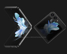 De Galaxy Z Flip5 zal een van de vele apparaten zijn die Samsung op zijn volgende Galaxy Unpacked evenement presenteert. (Afbeeldingsbron: @OnLeaks &amp; MediaPeanut)