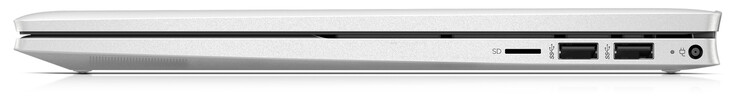 Rechterzijde: Kaartlezer (microSD), twee USB 3.2 Gen 1 poorten (Type-A), oplaadpoort