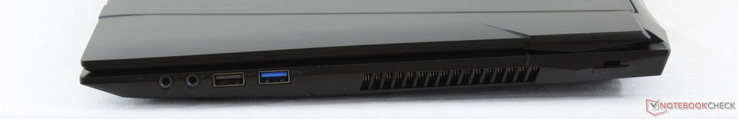 Rechterkant: 3.5 mm koptelefoon, 3.5 mm microfoon, USB 2.0, USB 3.0, Kensington Lock
