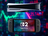 PS5 en Switch 2 gezien voor de beurstikkers van Sony en Nintendo (bron: Sony PlayStation, Nintendo of America met bewerkingen)