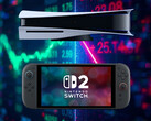 PS5 en Switch 2 gezien voor de beurstikkers van Sony en Nintendo (bron: Sony PlayStation, Nintendo of America met bewerkingen)