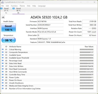 ADATA SE920 werkt met PCIe 4.0 x4