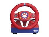 Het Hori Mario Kart Racing Wheel Pro Mini voor Nintendo Switch 2 heeft Mario's kleurenthema.