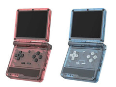 Powkiddy heeft zijn nieuwe V90 clamshell gaming handheld tot nu toe in meerdere uitvoeringen getoond. (Afbeelding bron: Jdewitz via Retro Handhelds)