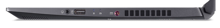 Rechterkant: gecombineerde audiopoort, USB 2.0 (Type A), stroomaansluiting
