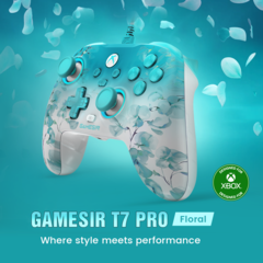 De GameSir T7 Pro heeft een matte behuizing met bloemmotief en een semi-transparant ontwerp (Afbeelding bron: GameSir)
