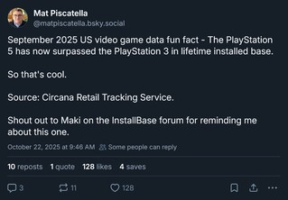 Circana PS5 installed base vs PS3 (Afbeelding bron: Mat Piscatella Bluesky account)