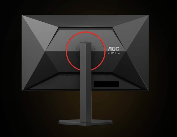 De nieuwe AOC-gamingmonitor heeft een vormgeving die zeer kenmerkend is voor het merk, compleet met rode accenten.