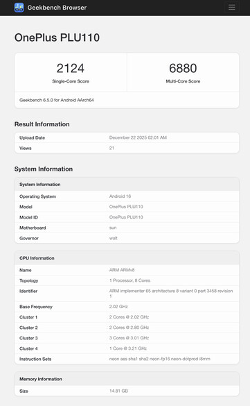 (Afbeeldingsbron: Geekbench)